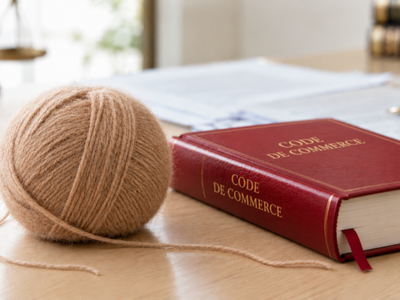 Pelote de cachemire et Code de commerce sur un bureau, illustrant le traitement différencié des créanciers dans un plan de redressement